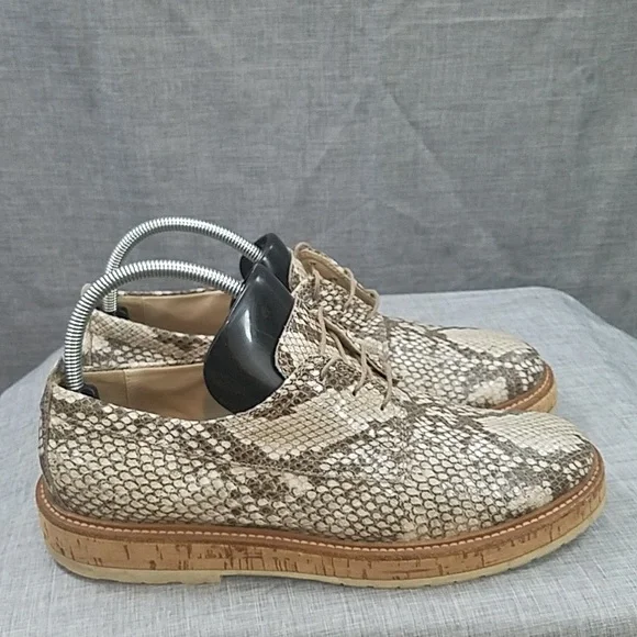 AGL Attilio Giusti Leomruni Oxfords Shoe Snake Print Leather cork platform 41 - Picture 5 of 14